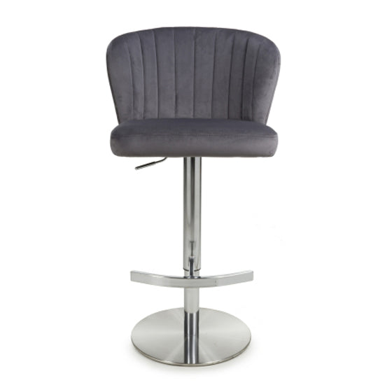 Sigma Brushed Velvet Bar Stool In Grey