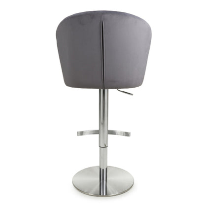 Sigma Brushed Velvet Bar Stool In Grey