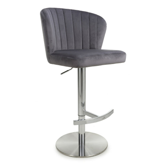 Sigma Grey Brushed Velvet Bar Stools In Pair