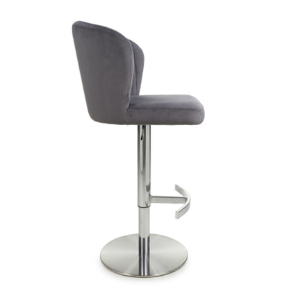 Sigma Grey Brushed Velvet Bar Stools In Pair
