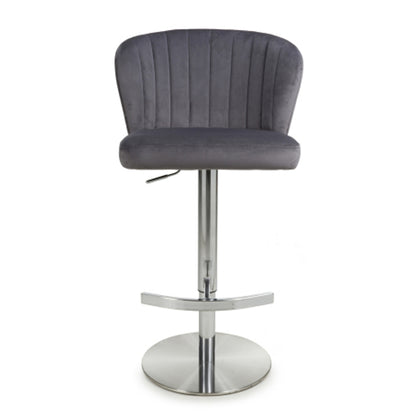 Sigma Grey Brushed Velvet Bar Stools In Pair