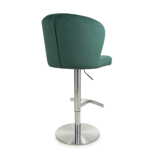 Sigma Brushed Velvet Bar Stool In Green