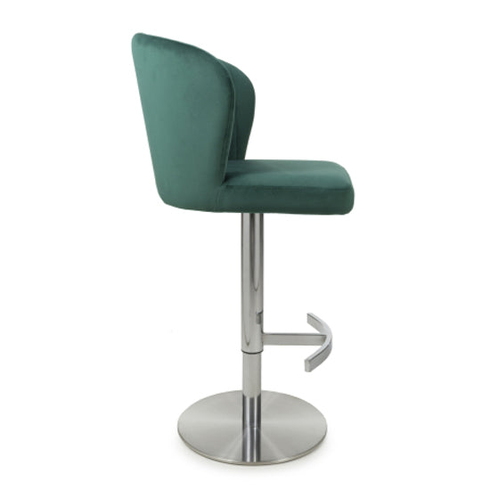 Sigma Brushed Velvet Bar Stool In Green