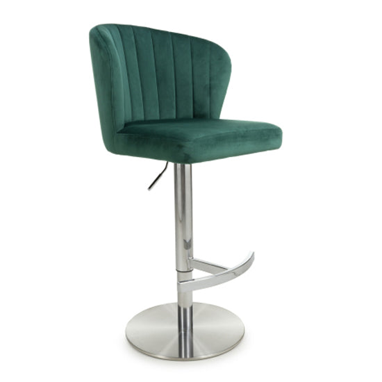 Sigma Green Brushed Velvet Bar Stools In Pair