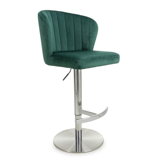 Sigma Green Brushed Velvet Bar Stools In Pair