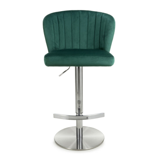 Sigma Green Brushed Velvet Bar Stools In Pair