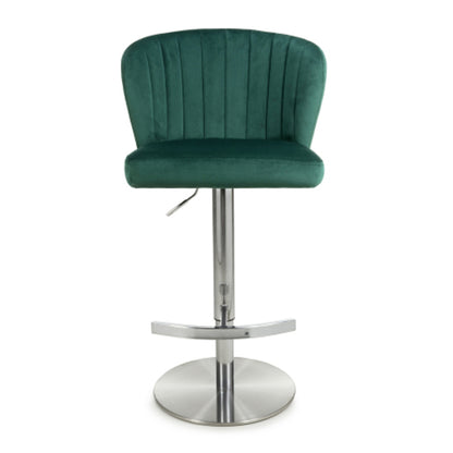 Sigma Green Brushed Velvet Bar Stools In Pair