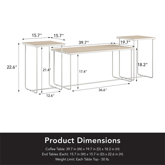 Dante Wooden Coffee And End Tables Set In Natural