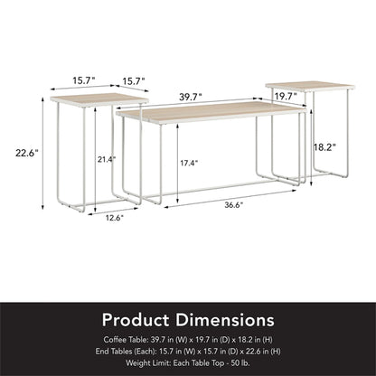 Dante Wooden Coffee And End Tables Set In Natural