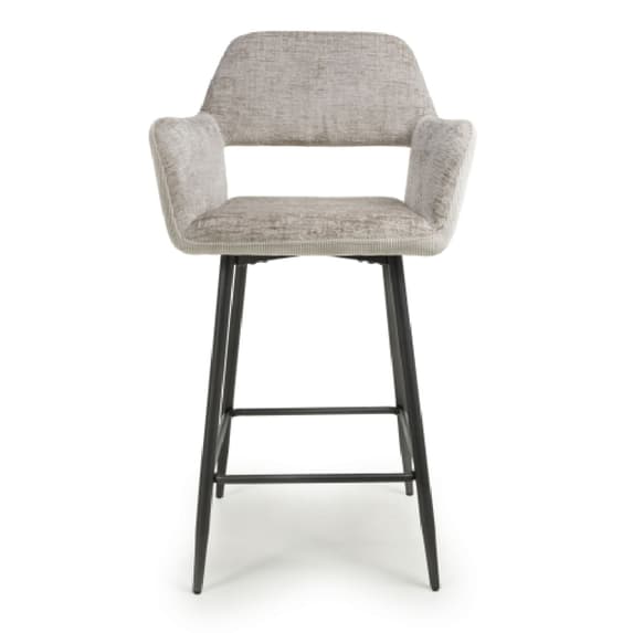 Sorento Mink Chenille Corduroy Fabric Bar Chairs In Pair