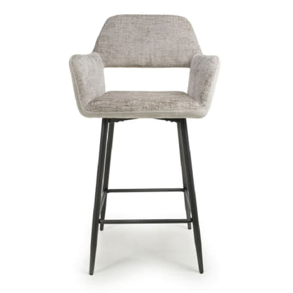 Sorento Mink Chenille Corduroy Fabric Bar Chairs In Pair
