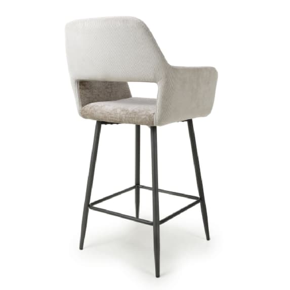 Sorento Mink Chenille Corduroy Fabric Bar Chairs In Pair