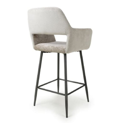 Sorento Mink Chenille Corduroy Fabric Bar Chairs In Pair