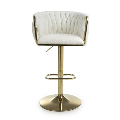 Bellaire Textured Effect Velvet Bar Stool In Cream