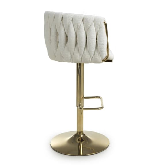 Bellaire Textured Effect Velvet Bar Stool In Cream