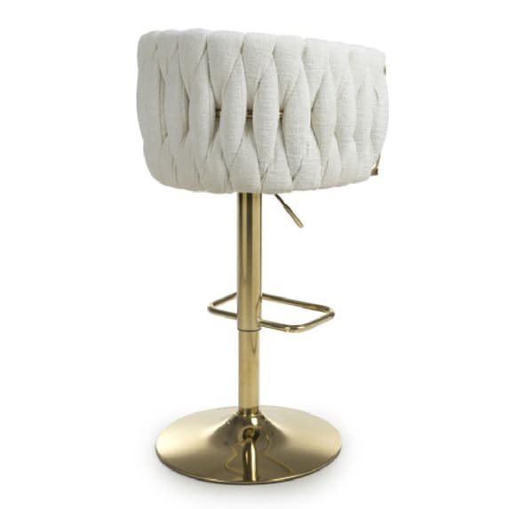 Bellaire Textured Effect Velvet Bar Stool In Cream