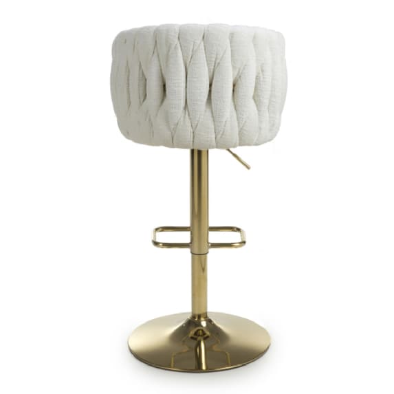 Bellaire Textured Effect Velvet Bar Stool In Cream