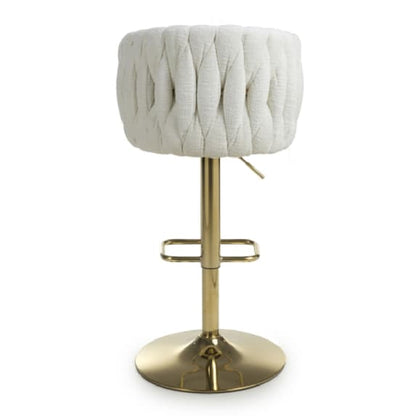 Bellaire Textured Effect Velvet Bar Stool In Cream