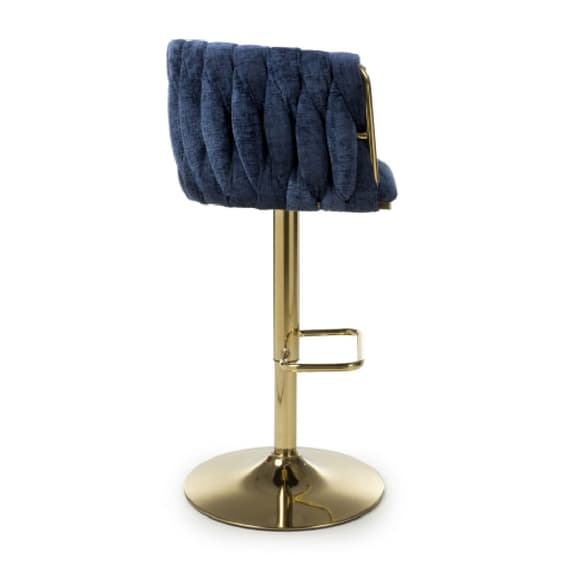 Bellaire Textured Effect Velvet Bar Stool In Blue