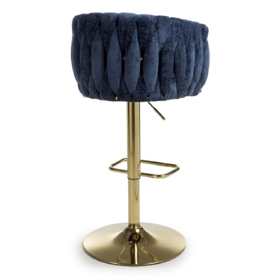 Bellaire Textured Effect Velvet Bar Stool In Blue