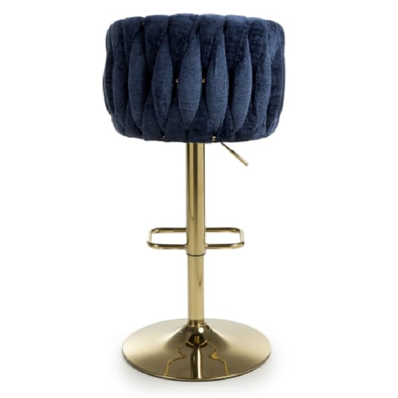 Bellaire Textured Effect Velvet Bar Stool In Blue
