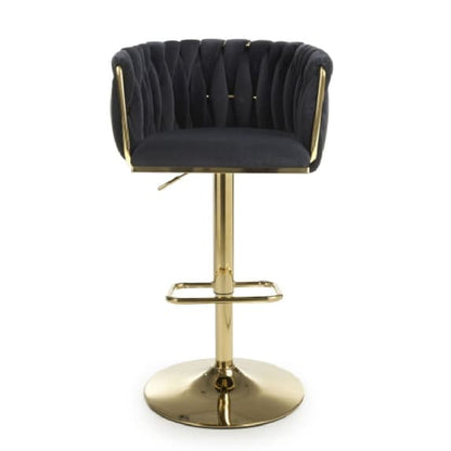 Bellaire Brushed Velvet Bar Stool In Black