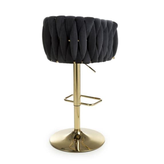 Bellaire Brushed Velvet Bar Stool In Black