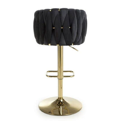 Bellaire Brushed Velvet Bar Stool In Black