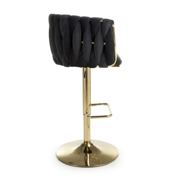 Bellaire Black Brushed Velvet Bar Stools In Pair