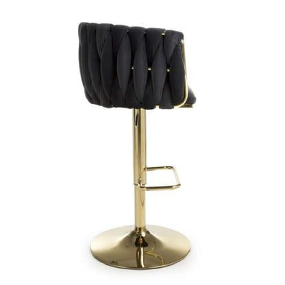 Bellaire Black Brushed Velvet Bar Stools In Pair