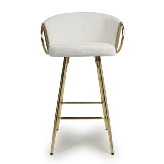 Volero Cream Textured Effect Bar Stools In Pair