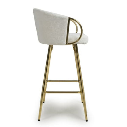 Volero Cream Textured Effect Bar Stools In Pair