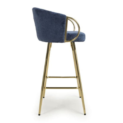 Volero Blue Textured Effect Bar Stools In Pair