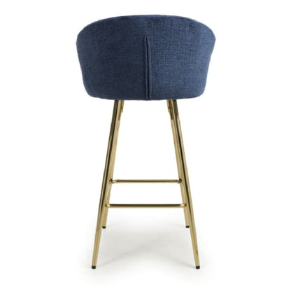 Volero Blue Textured Effect Bar Stools In Pair