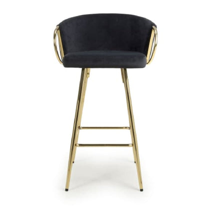Volero Black Brushed Velvet Bar Stools In Pair