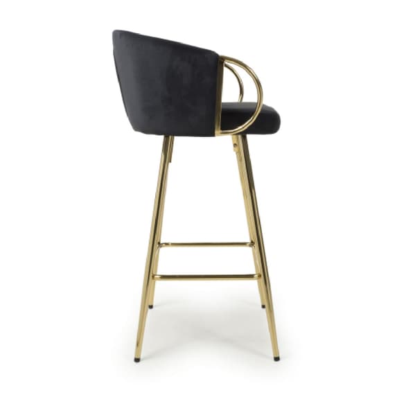 Volero Black Brushed Velvet Bar Stools In Pair