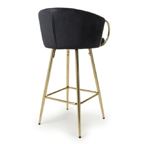 Volero Black Brushed Velvet Bar Stools In Pair