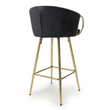 Volero Black Brushed Velvet Bar Stools In Pair