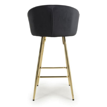 Volero Black Brushed Velvet Bar Stools In Pair