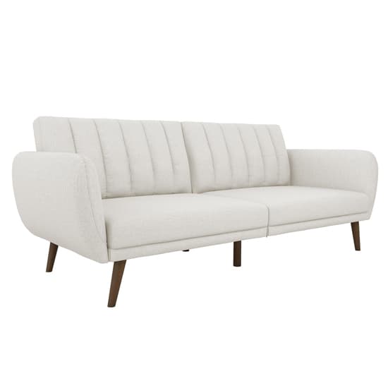 Brittany Linen Sofa Bed In Light Grey With Wooden Legs