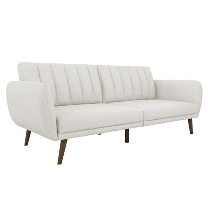 Brittany Linen Sofa Bed In Light Grey With Wooden Legs