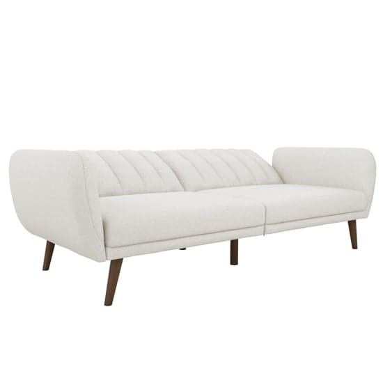 Brittany Linen Sofa Bed In Light Grey With Wooden Legs