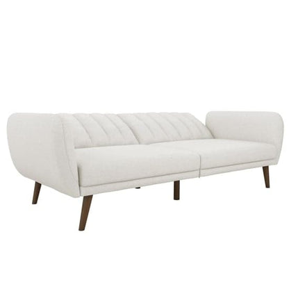 Brittany Linen Sofa Bed In Light Grey With Wooden Legs
