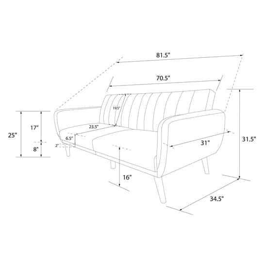 Brittany Linen Sofa Bed In Light Grey With Wooden Legs
