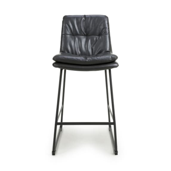 Argyle Dark Grey Leather Effect Fabric Bar Chairs In Pair