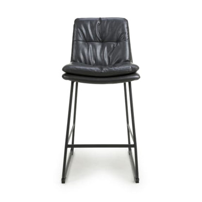 Argyle Dark Grey Leather Effect Fabric Bar Chairs In Pair