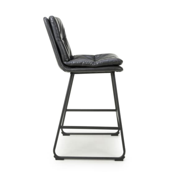 Argyle Dark Grey Leather Effect Fabric Bar Chairs In Pair