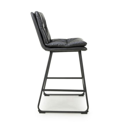 Argyle Dark Grey Leather Effect Fabric Bar Chairs In Pair