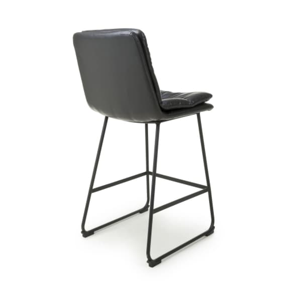 Argyle Dark Grey Leather Effect Fabric Bar Chairs In Pair