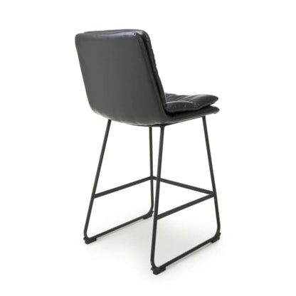 Argyle Dark Grey Leather Effect Fabric Bar Chairs In Pair